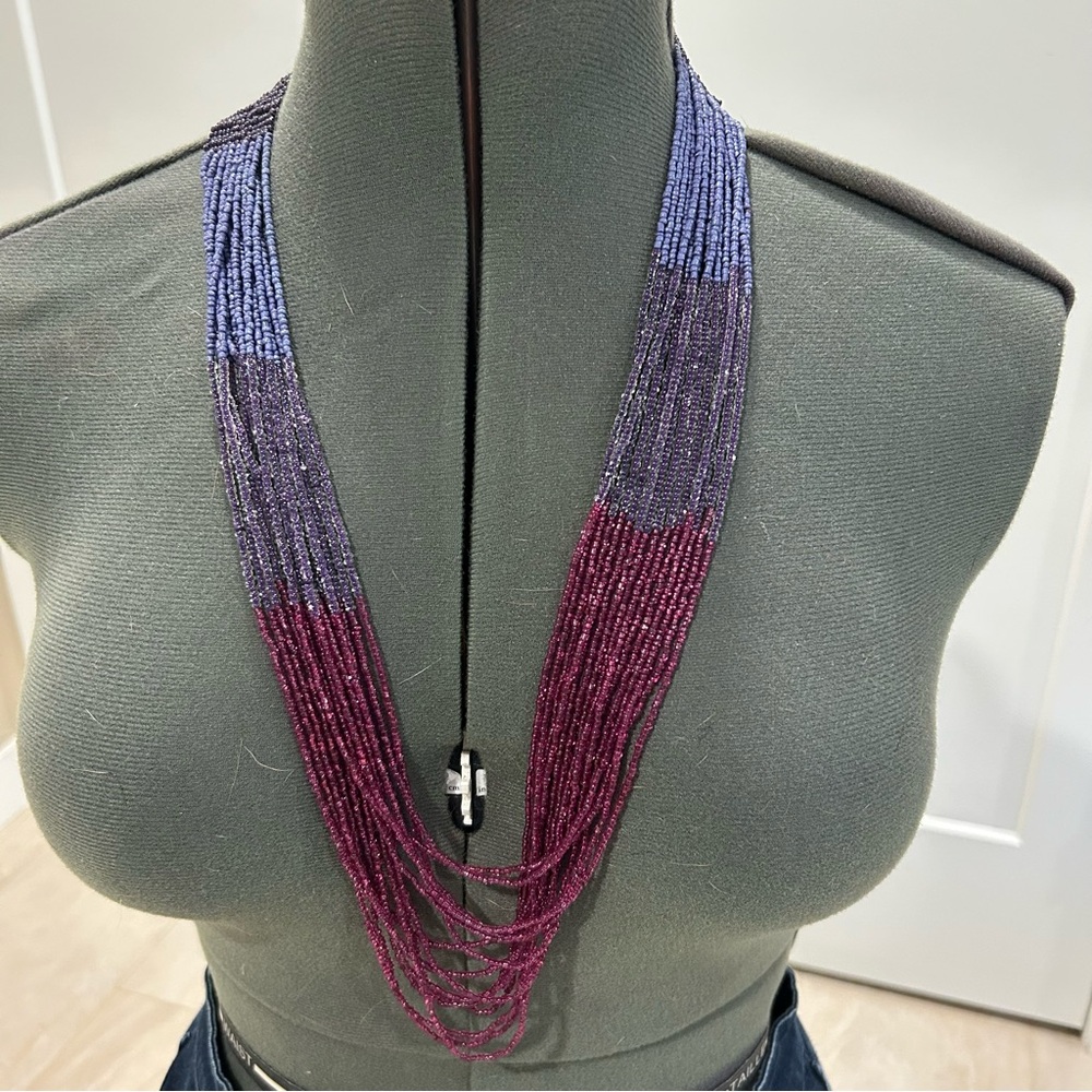 Elegant Purple seed Bead multi-strand Necklace